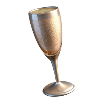 serene minimalist Crystal Champagne Flute Full Isolated 4K png