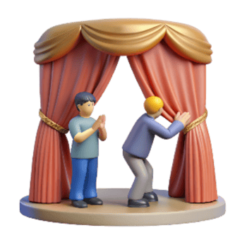 dramatic modern Curtain Call Actors Bowing Isolated exclusive png