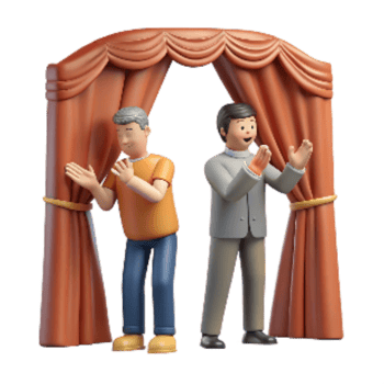 vibrant contemporary Curtain Call Actors Bowing Isolated premium png