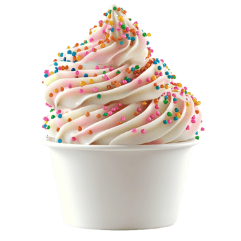 Creamy serve ice cream topped with colorful sprinkles png