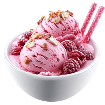raspberry ice cream garnished with berries png