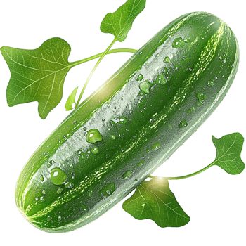green cucumber covered in tiny droplets of water png