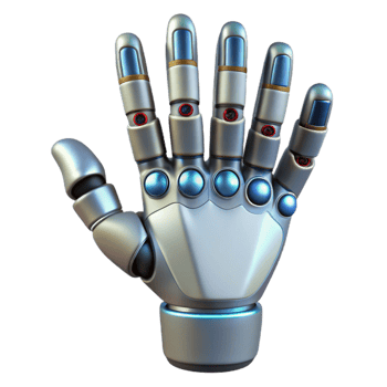 vibrant abstract Cybernetic Hand with Articulated Fingers Transparent 4K png