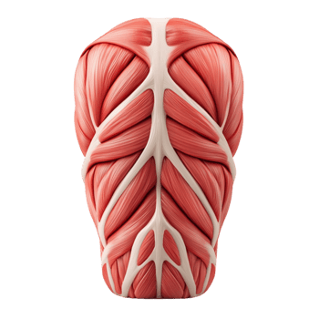 Anatomical human muscle structure with realistic fiber details png
