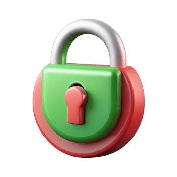 extraordinary abstract Cybersecurity Lock Icon Red and Green Isolated Cutout professional png