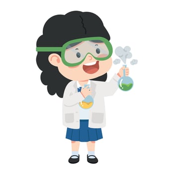 Adorable young scientist girl cartoon vector