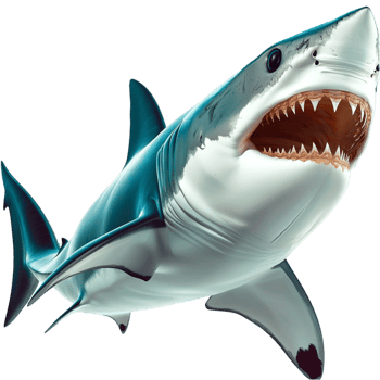 Powerful shark with sharp teeth and a sleek streamlined body png