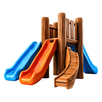 Colorful Playground Equipment with Slides Ideal for Children png