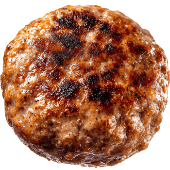 Juicy grilled burger patty with a browned surface png