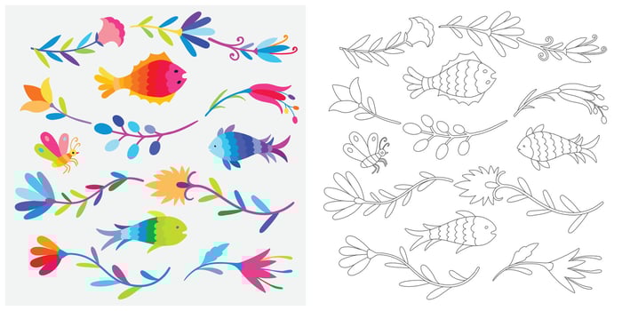 Folk Otomi style graphic, wallpaper. Colorful Mexican Traditional Textile Embroidery Style. vector