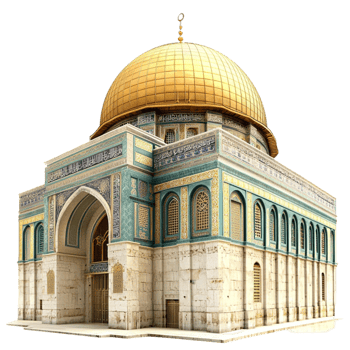 Historic Dome of the Rock with golden dome and intricate architecture png