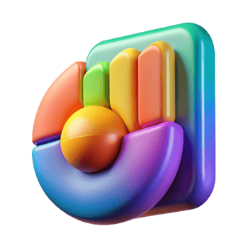 stunning vintage Data Visualization Techniques Icon Colorful Gradient Isolated authentic png
