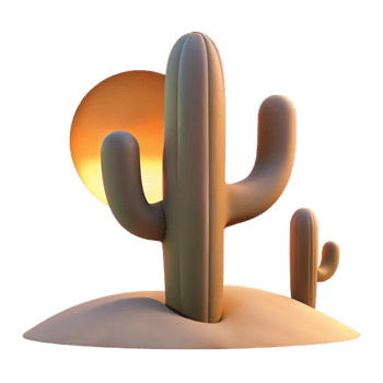 vibrant classic Desert Cactus Silhouette at Sunset Transparent Background original png