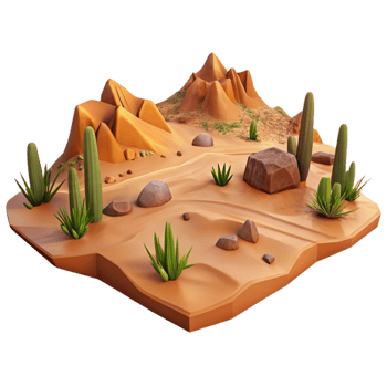 vibrant creative Desert Landscape Panorama Isolated genuine png