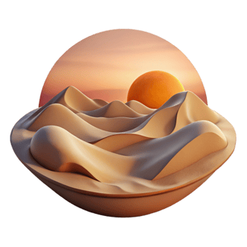 dramatic artistic Desert Landscape with Sand Dunes and Cacti Cutout professional png