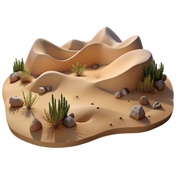 elegant classic Desert Landscape with Sand Dunes and Cacti Cutout detailed png