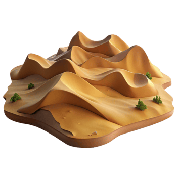 vibrant rustic Desert Landscape with Sand Dunes and Cacti Cutout professional png