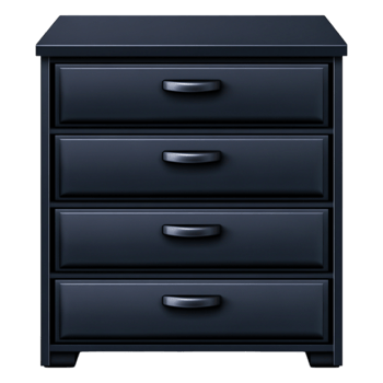 Modern Black Nightstand with Four Drawers for Bedroom Storage png