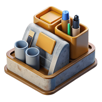 extraordinary abstract Desk Organizer Top View Isolated professional png