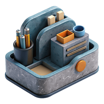 extraordinary minimalist Desk Organizer Top View Isolated detailed png