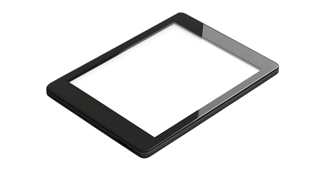 Black e reader mockup with blank screen. png