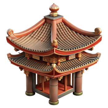 vibrant minimalist Detailed Chinese Temple Roof Ornate Design Transparent 4K png
