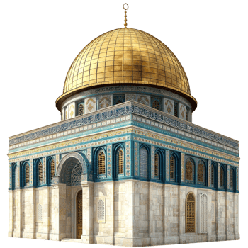 Dome of the Rock with its golden dome and intricate architectural details png