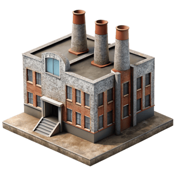 wonderful rustic Digital Twin of Factory Building Cutout high quality png
