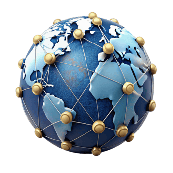 dramatic traditional Digital World Map Network Connections Isolated on Transparent Background exclusive png