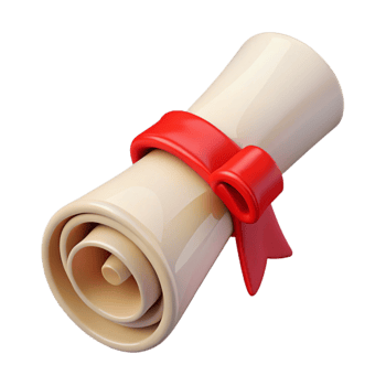 beautiful rustic Diploma Scroll Rolled Up with Red Ribbon Transparent Background genuine png