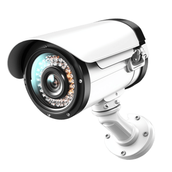 High tech security camera with a sleek white design and infrared sensors png