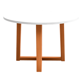 Modern Round Table with Wooden Legs and White Surface Design png