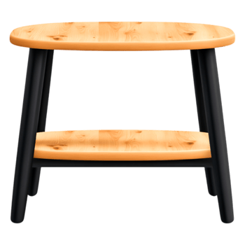 Modern Wooden Side Table with Black Legs and Two Shelves png
