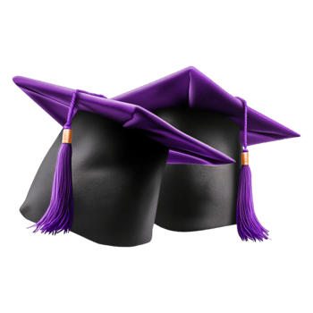 Purple Graduation Caps with Tassels Clean Background png