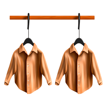 Pair of Stylish Brown Shirts Hanging Wooden Hanger png