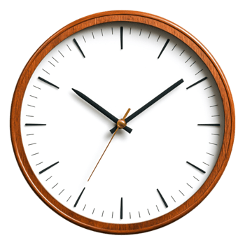 Classic Round Wooden Wall Clock with Simple Black Hands png