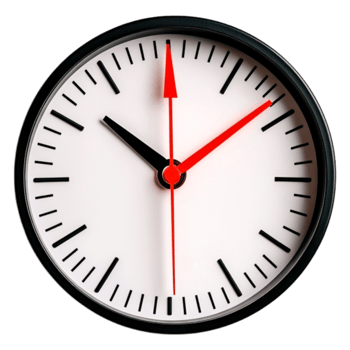 Simple Elegant Wall Clock with Red and Black Hands on png