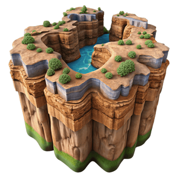 vibrant minimalist Drone Capture of Canyon with Steep Cliffs Isolated premium png