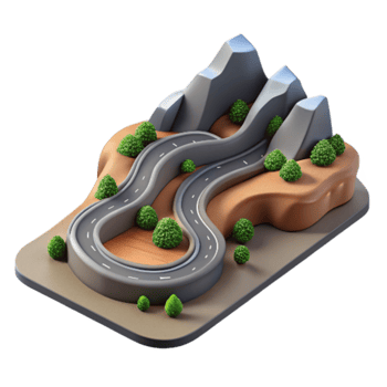impressive contemporary Drone Perspective of Winding Mountain Road Cutout authentic png