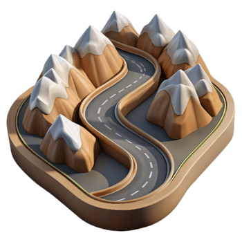 wonderful minimalist Drone Perspective of Winding Mountain Road Cutout high quality png