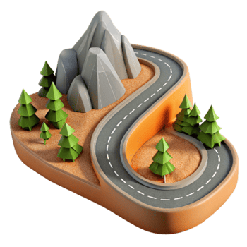 vibrant vintage Drone Perspective of Winding Mountain Road Cutout genuine png