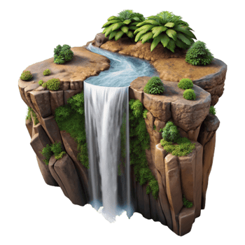 beautiful contemporary Drone Photograph of Waterfall Plunging Into a Gorge Isolated professional png