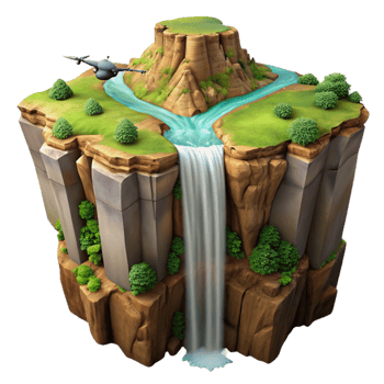 wonderful minimalist Drone Photograph of Waterfall Plunging Into a Gorge Isolated exclusive png