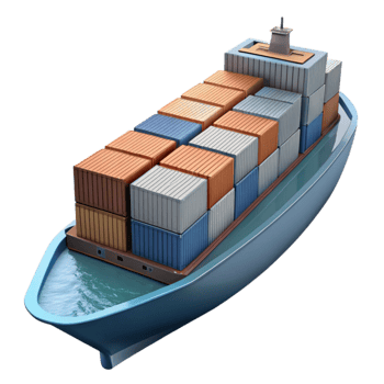 vibrant contemporary Drone Shot of Container Ship at Sea Isolated high quality png