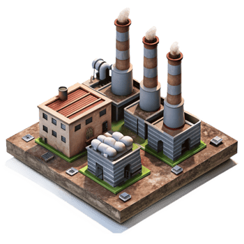 extraordinary abstract Drone Shot of Industrial Area with Smokestacks Isolated premium png