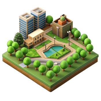vibrant vintage Drone View of City Park with Green Spaces Transparent Background high quality png