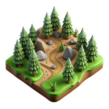 impressive vintage Drone View of Forest with Hiking Trails Transparent Background high resolution png