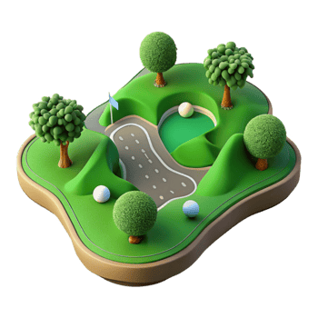wonderful artistic Drone View of Golf Course with Sand Traps Cutout exclusive png