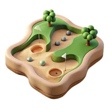 beautiful creative Drone View of Golf Course with Sand Traps Cutout original png