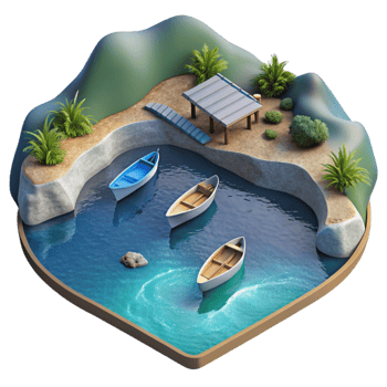 magnificent abstract Drone View of Lake with Boats Isolated high resolution png